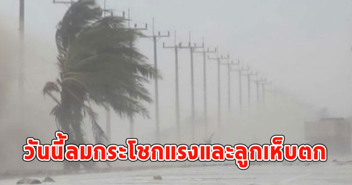 วันนี้พายุฝนฟ้าคะนอง ลมกระโชกแรงและลูกเห็บตก