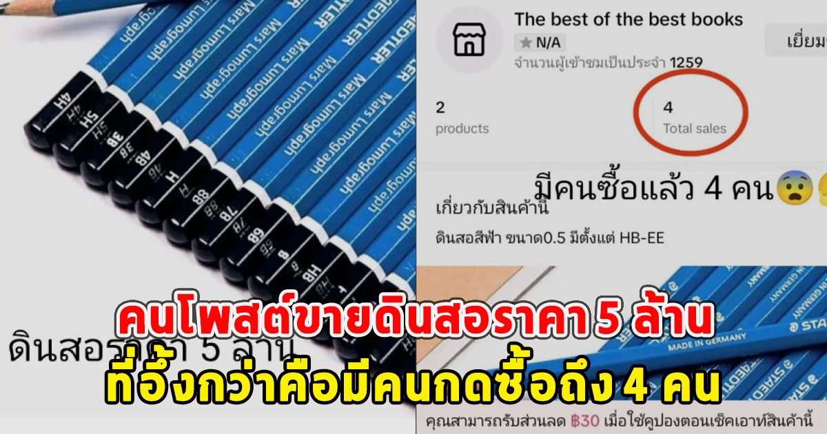 คนโพสต์ขายดินสอราคา 5 ล้าน ที่อึ้งกว่าคือมีคนกดซื้อถึง 4 คน