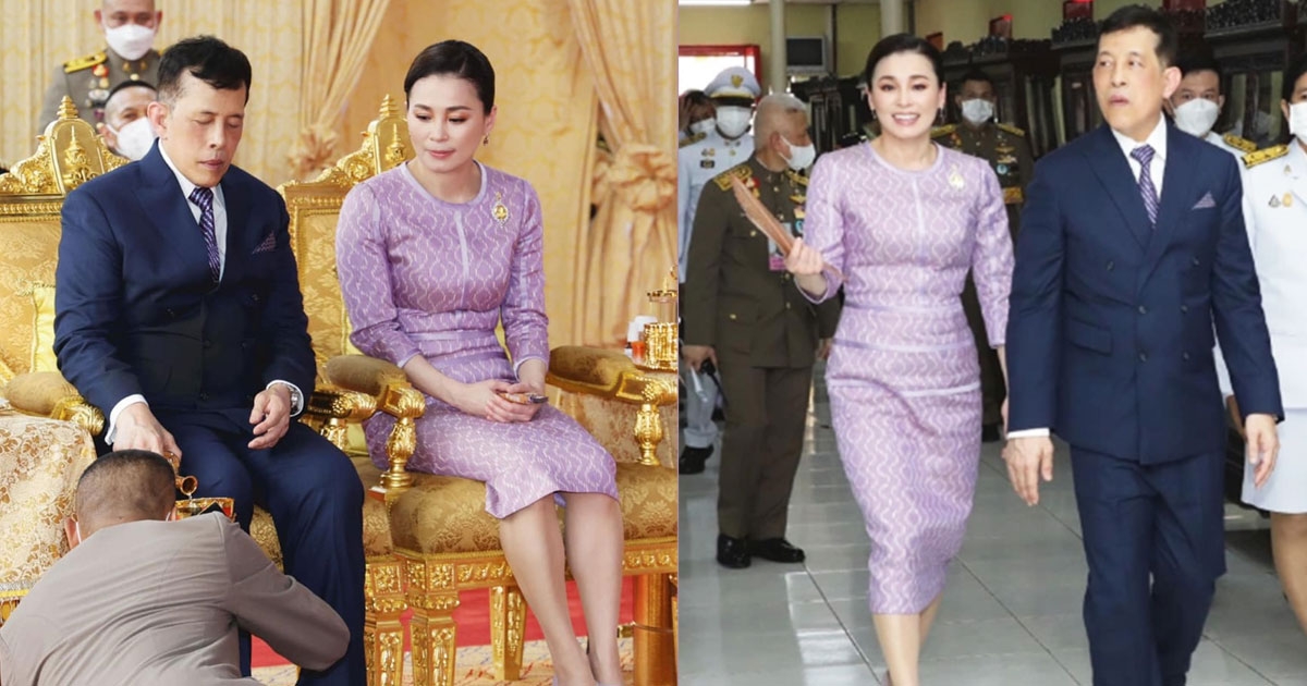 พระสิริโฉมงดงาม พระราชินีทรงฉลองพระองค์ผ้าไหมมัดหมี่ลายหมี่น้ำฟอง