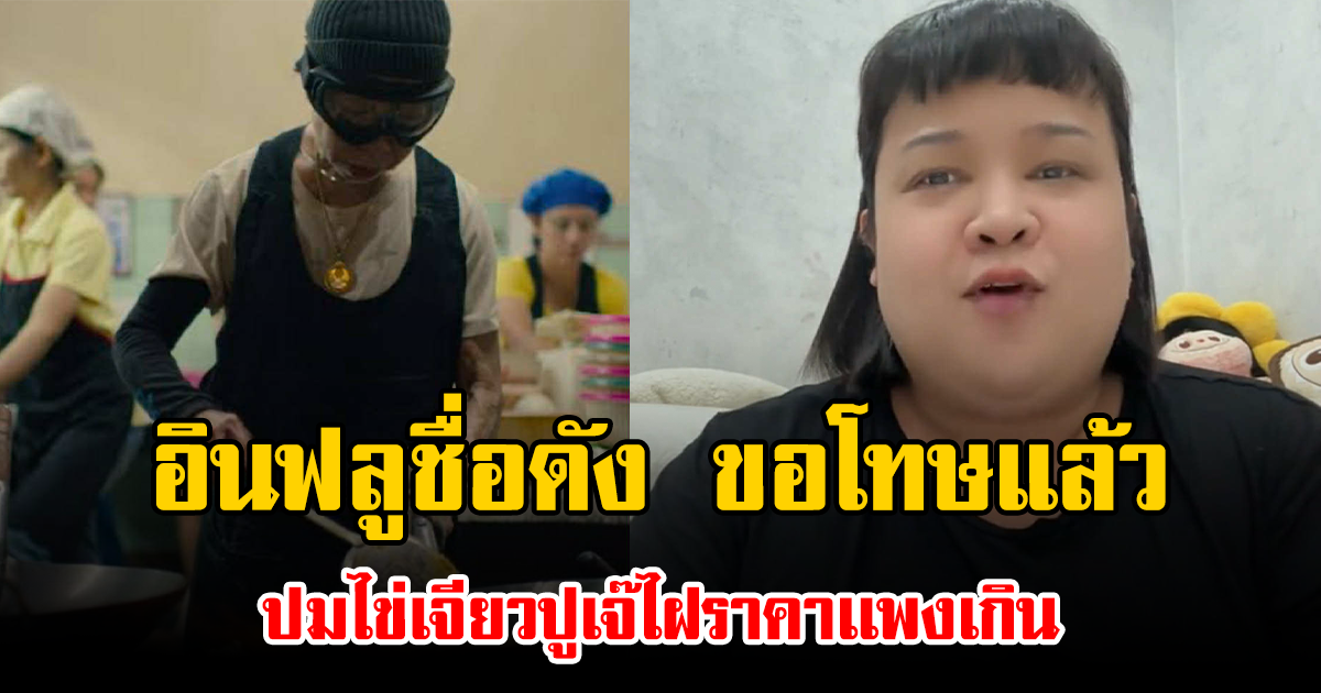 อินฟลูชื่อดัง ขอโทษแล้ว ปมไข่เจียวปูเจ๊ไฝราคาเเพงเกิน