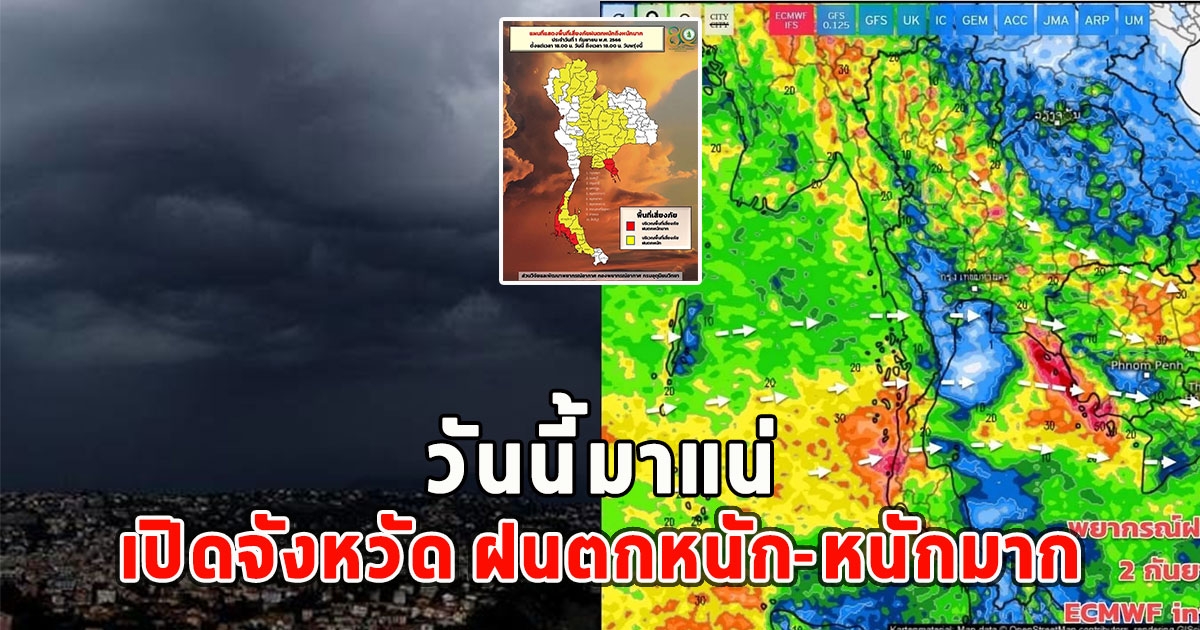 วันนี้มาแน่ เปิดจังหวัด ฝนตกหนัก-หนักมาก