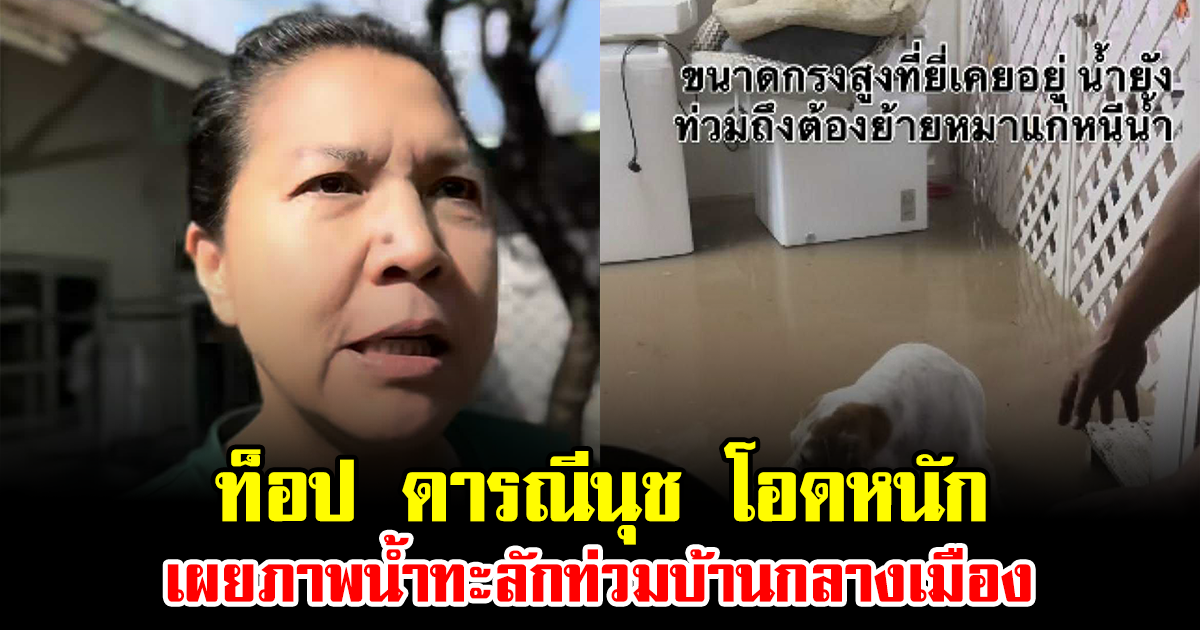ท็อป ดารณีนุช โอดหนัก เผยภาพน้ำทะลักท่วมบ้านกลางเมือง