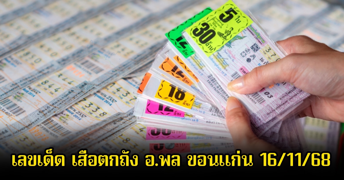 เลขเด็ด เสือตกถัง อ.พล ขอนแก่น ลุ้นวันที่ 16 พฤศจิกายน 68