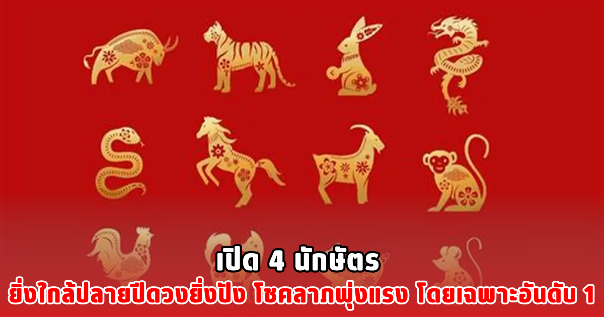 เปิด 4 นักษัตร ยิ่งใกล้ปลายปีดวงยิ่งปัง โชคลาภพุ่งแรง โดยเฉพาะอันดับ 1
