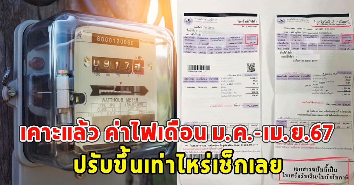 เคาะแล้ว ค่าไฟเดือน ม.ค.-เม.ย.67 ปรับขึ้นเท่าไหร่เช็กเลย