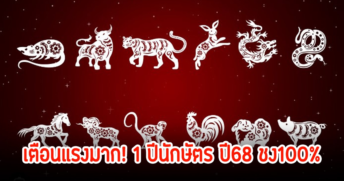 โหรดัง เตือนแรงมาก! 1 ปีนักษัตร ปี68 ชง100เปอร์เซ็นต์ พร้อมเผยเคล็ดลับเสริมดวง