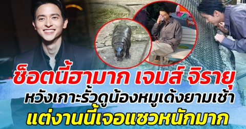 ช็อตนี้ฮามาก เจมส์ จิรายุ หวังเกาะรั้วดูน้องหมูเด้งยามเช้า แต่งานนี้เจอแซวหนักมาก