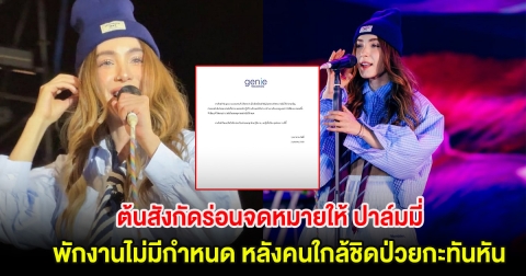 ส่งกำลังใจ ต้นสังกัดร่อนจดหมายให้ ปาล์มมี่ พักงานไม่มีกำหนด หลังคนใกล้ชิดป่วยกะทันหัน