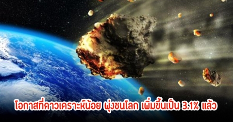 นาซา เผยโอกาสที่ดาวเคราะห์น้อย2024 YR4 จะพุ่งชนโลกใน7 ปีข้างหน้า เพิ่มขึ้นเป็น 3.1% แล้ว