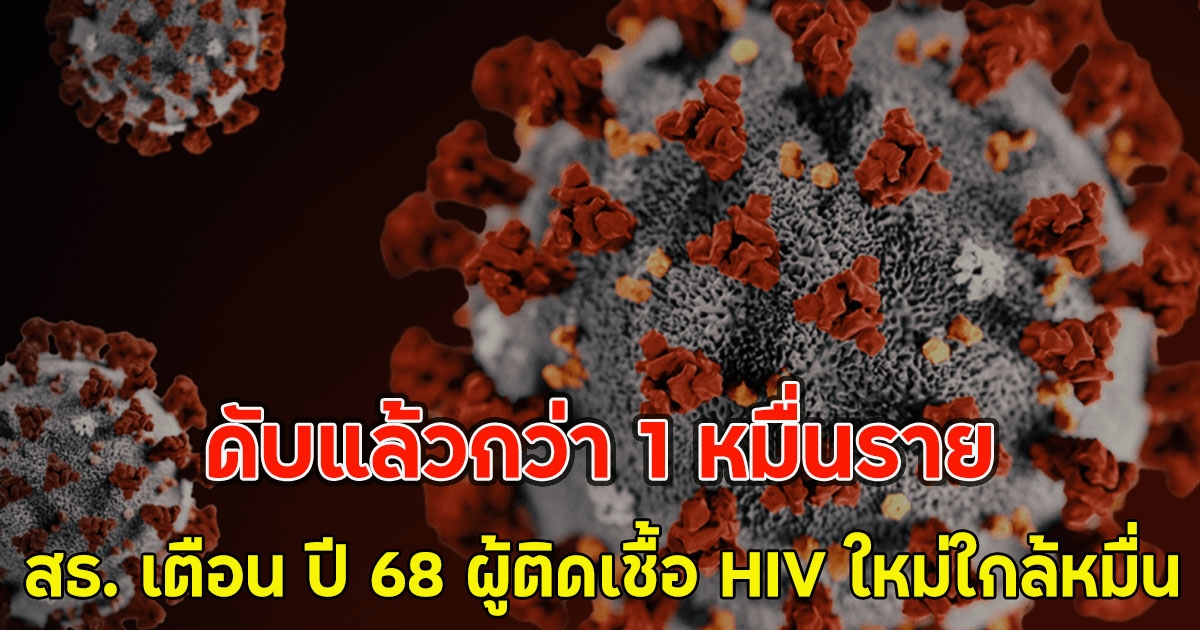 สธ. เตือน ปี 68 ผู้ติดเชื้อ HIV ใหม่ใกล้หมื่น ดับแล้วกว่า 1 หมื่นราย