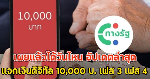 เผยแล้วได้วันไหน อัปเดตล่าสุด แจกเงินดิจิทัล 10,000 บ. เฟส 3 เฟส 4