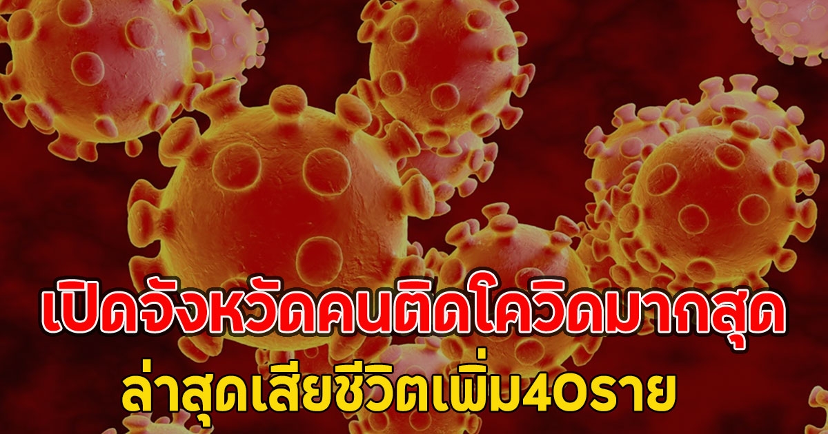 แย่แล้ว!! เปิดจังหวัดคนติดโควิดมากสุด ล่าสุดเสียชีวิตเพิ่ม40ราย
