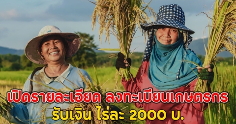 เปิดรายละเอียด ลงทะเบียนเกษตรกร 2568 ออนไลน์ รับเงิน ไร่ละ 2000 บ.