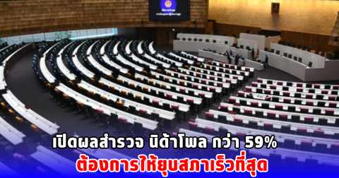 เปิดผลสำรวจ นิด้าโพล กว่า 59%  ต้องการให้ยุบสภาเร็วที่สุด
