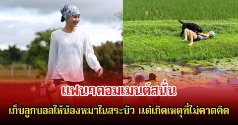 แฟนๆคอมเมนต์สนั่น แอน ทองประสม เก็บลูกบอลให้น้องหมาในสระบัว แต่เกิดเหตุที่ไม่คาดคิด