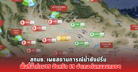 สทนช. เผยสถานการณ์น้ำยังปริ่ม พื้นที่น้ำท่วม15 จังหวัด 69 อำเภอ