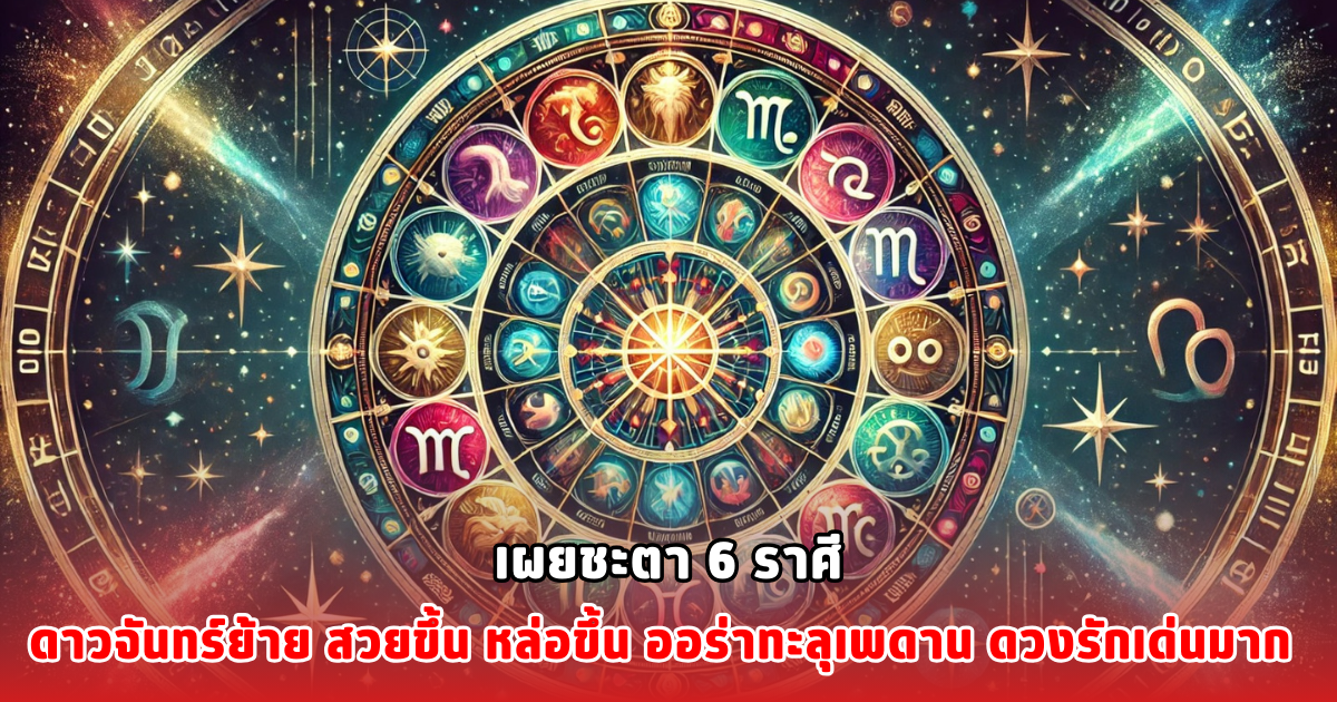 เผยชะตา 6 ราศี ดาวจันทร์ย้าย สวยขึ้น หล่อขึ้น ออร่าทะลุเพดาน ดวงรักเด่นมาก