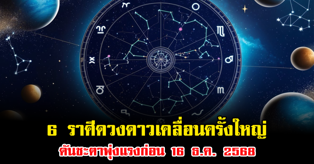 ลุ้นเปิดทางรวย หมอบอย เผย 6 ราศีดวงดาวเคลื่อนครั้งใหญ่ ดันชะตาพุ่งแรงก่อน 16 ธ.ค. 2568