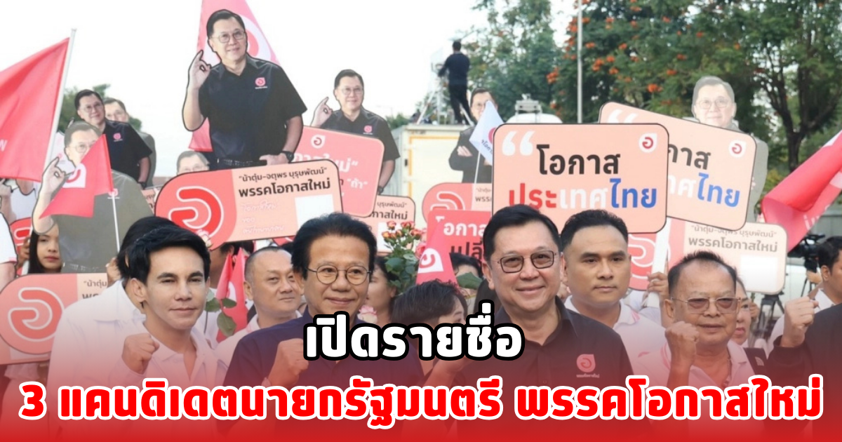 เปิดรายชื่อ 3 แคนดิเดตนายกรัฐมนตรี พรรคโอกาสใหม่