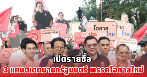 เปิดรายชื่อ 3 แคนดิเดตนายกรัฐมนตรี พรรคโอกาสใหม่