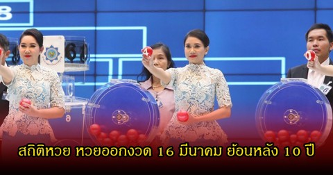 สถิติหวย หวยออกงวด 16 มีนาคม ย้อนหลัง 10 ปี