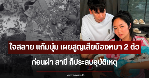 ใจสลาย แก้มบุ๋ม เผยสูญเสียน้องหมา 2 ตัว ก่อนผ่า สามี ก็ประสบอุบัติเหตุ