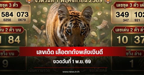 เลขเด็ด เสือตกถังพลังเงินดี งวดที่ 1 พ.ย. 69